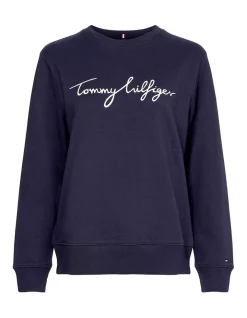 Outlet 💯 Tommy Hilfiger Regular Graphic Crew Neck Sweatshirt In Desert Sky 🥰 -Jumpsuits Store unnamed file 1531