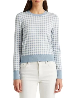 Top 10 ❤️ Lauren Ralph Lauren Gingham Cotton-Modal Sweater ⭐