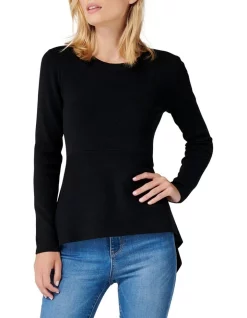 Hot Sale 🌟 Forever New Amelia Hanky Hem Knit Jumper Black ⭐