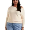 Best Sale 🥰 Forever New Curve Ali Curve Tipped Shoulder Knit Top Almond Milk 😍