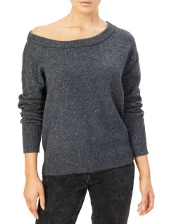 Discount 💯 French Connection Speckled Off Shoulder Knit ⌛