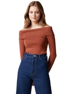 Coupon 👍 Forever New Angeline Bardot Knit Top ⭐