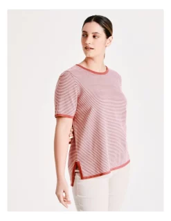 Cheapest 😀 Regatta Short Sleeve Stripe Jumper In Mineral Red/Ivory 👏