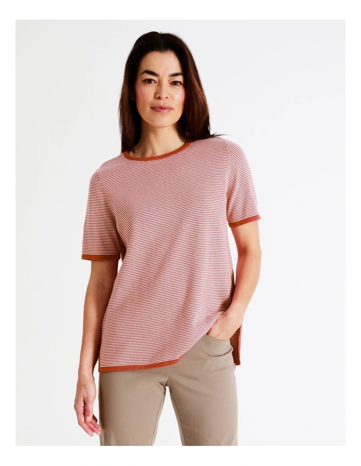 Cheap π Regatta Short Sleeve Stripe Jumper In Mineral Red/Ivory π 2 Cheap π Regatta Short Sleeve Stripe Jumper In Mineral Red/Ivory π - Image 2