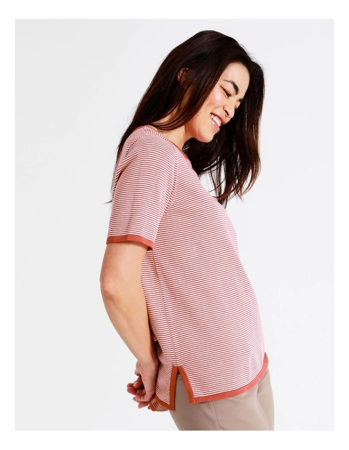 Cheap π Regatta Short Sleeve Stripe Jumper In Mineral Red/Ivory π 3 Cheap π Regatta Short Sleeve Stripe Jumper In Mineral Red/Ivory π - Image 3