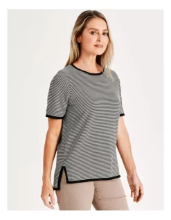 Wholesale β€οΈ Regatta Short Sleeve Stripe Jumper In Black/Ivory βοΈ