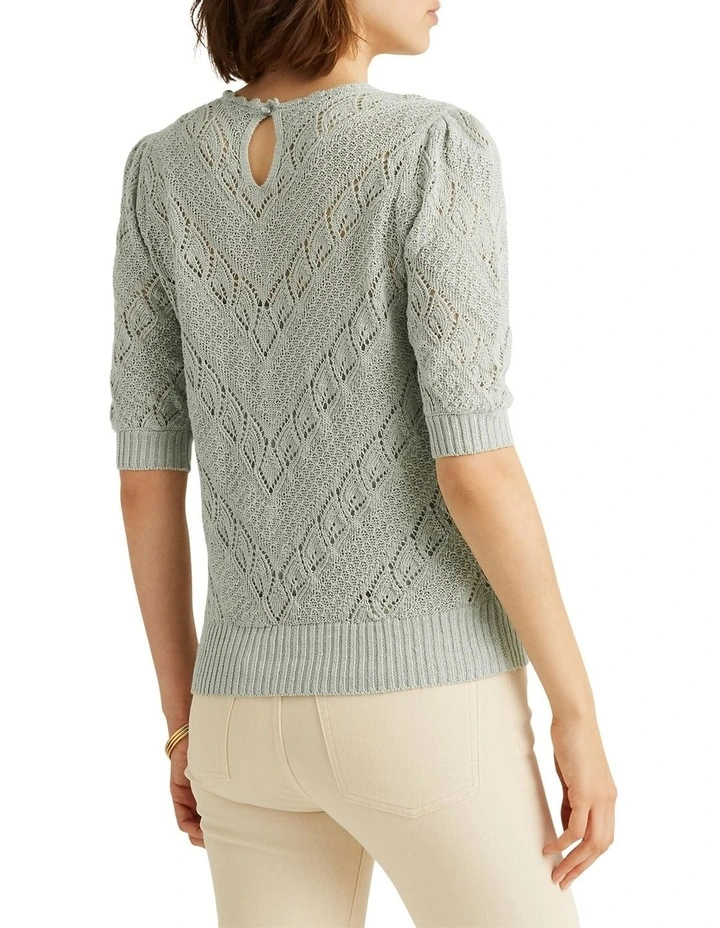 Discount π€© Lauren Ralph Lauren Chevron Pointelle Linen Sweater In Green π 2 Discount π€© Lauren Ralph Lauren Chevron Pointelle Linen Sweater In Green π - Image 2