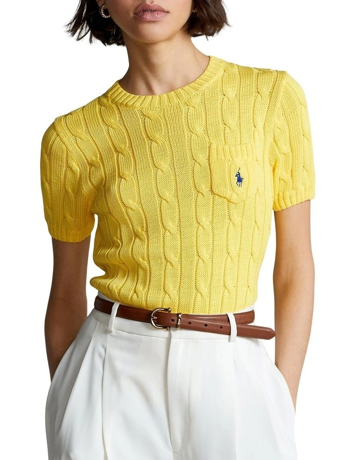 Outlet βοΈ Polo Ralph Lauren Cable-Knit Cotton Short-Sleeve Sweater In Yellow π 1 Outlet βοΈ Polo Ralph Lauren Cable-Knit Cotton Short-Sleeve Sweater In Yellow π