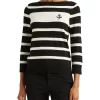 Cheap 🔔 Lauren Ralph Lauren Striped Cotton Boatneck Sweater In Black 🤩