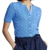 Brand new ⌛ Polo Ralph Lauren Cable-Knit Elbow-Sleeve Cotton Cardigan In Blue ⭐