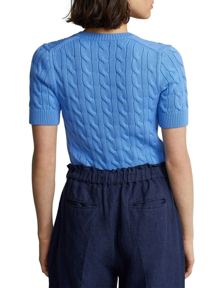 Brand new ⌛ Polo Ralph Lauren Cable-Knit Elbow-Sleeve Cotton Cardigan In Blue ⭐ 2 Brand new ⌛ Polo Ralph Lauren Cable-Knit Elbow-Sleeve Cotton Cardigan In Blue ⭐ - Image 2