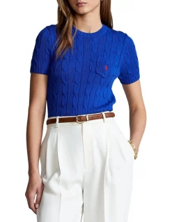 Cheapest π Polo Ralph Lauren Cable-Knit Short-Sleeve Sweater In Blue π