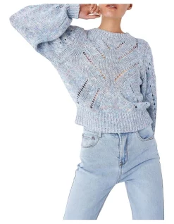 Cheap π Skin And Threads Cotton Linen Melange Knit In Blue Marle π