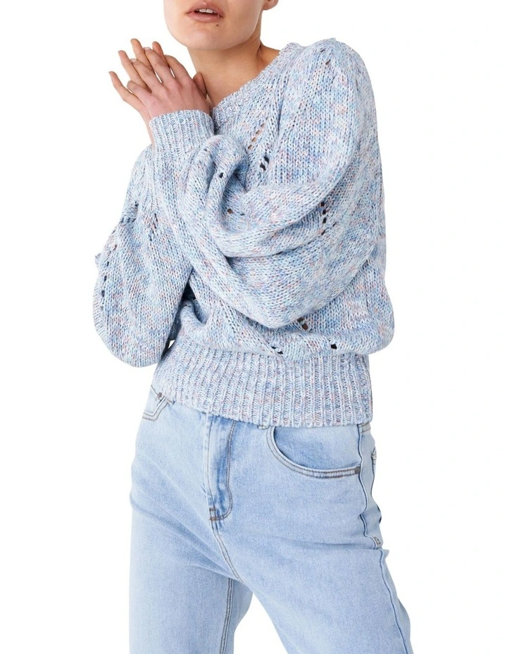 Cheap π Skin And Threads Cotton Linen Melange Knit In Blue Marle π 2 Cheap π Skin And Threads Cotton Linen Melange Knit In Blue Marle π - Image 2