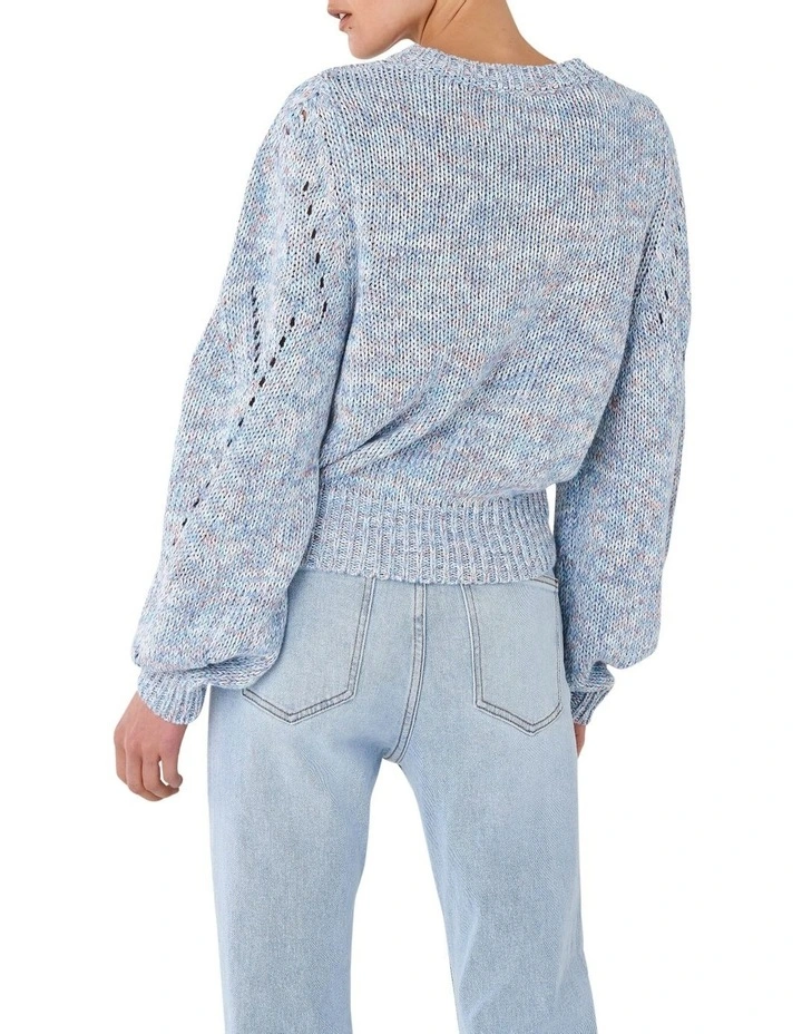 Cheap π Skin And Threads Cotton Linen Melange Knit In Blue Marle π 3 Cheap π Skin And Threads Cotton Linen Melange Knit In Blue Marle π - Image 3