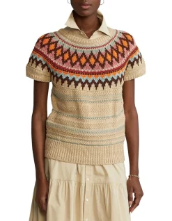 Best reviews of π Polo Ralph Lauren Jacquard Short-Sleeve Sweater In Beige β