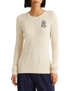 Top 10 π Lauren Ralph Lauren Button-Trim Cable-Knit Sweater In Cream π