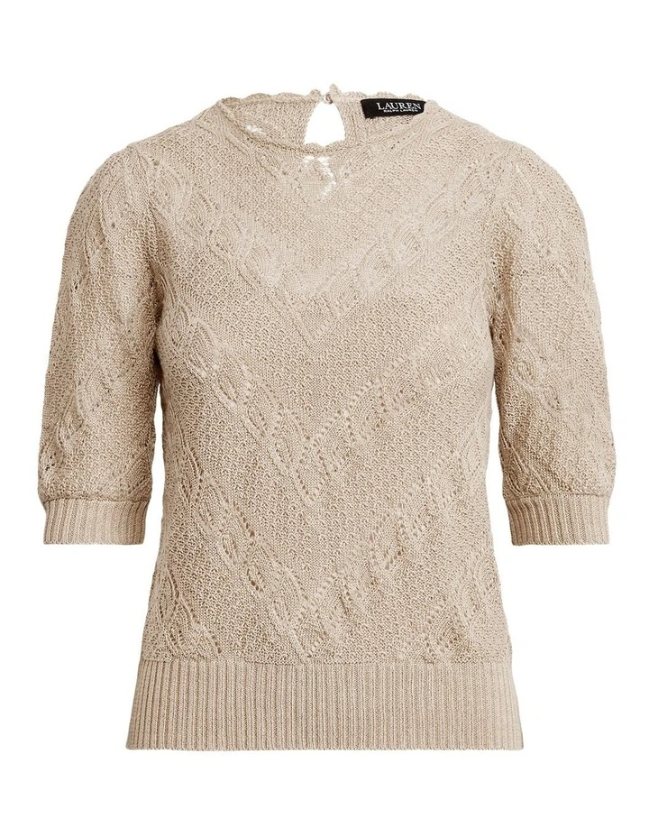 Wholesale π Lauren Ralph Lauren Chevron Pointelle Linen Sweater In Tan Brown π 4 Wholesale π Lauren Ralph Lauren Chevron Pointelle Linen Sweater In Tan Brown π - Image 4