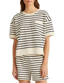 Coupon ❤️ Lauren Ralph Lauren Striped Short-Sleeve Pullover In Cream ⭐