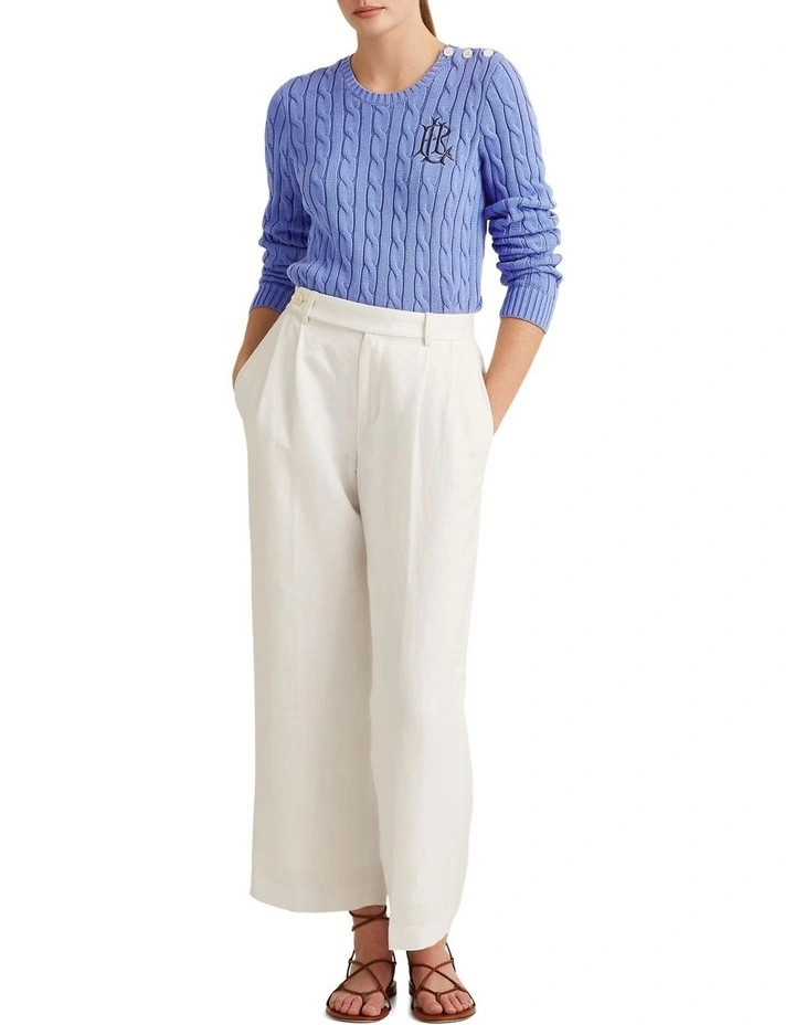 Budget 𧨠Lauren Ralph Lauren Button-Trim Cable-Knit Sweater In Blue π 3 Budget 𧨠Lauren Ralph Lauren Button-Trim Cable-Knit Sweater In Blue π - Image 3