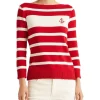 Cheap 👍 Lauren Ralph Lauren Striped Cotton Boatneck Sweater In Red 💯