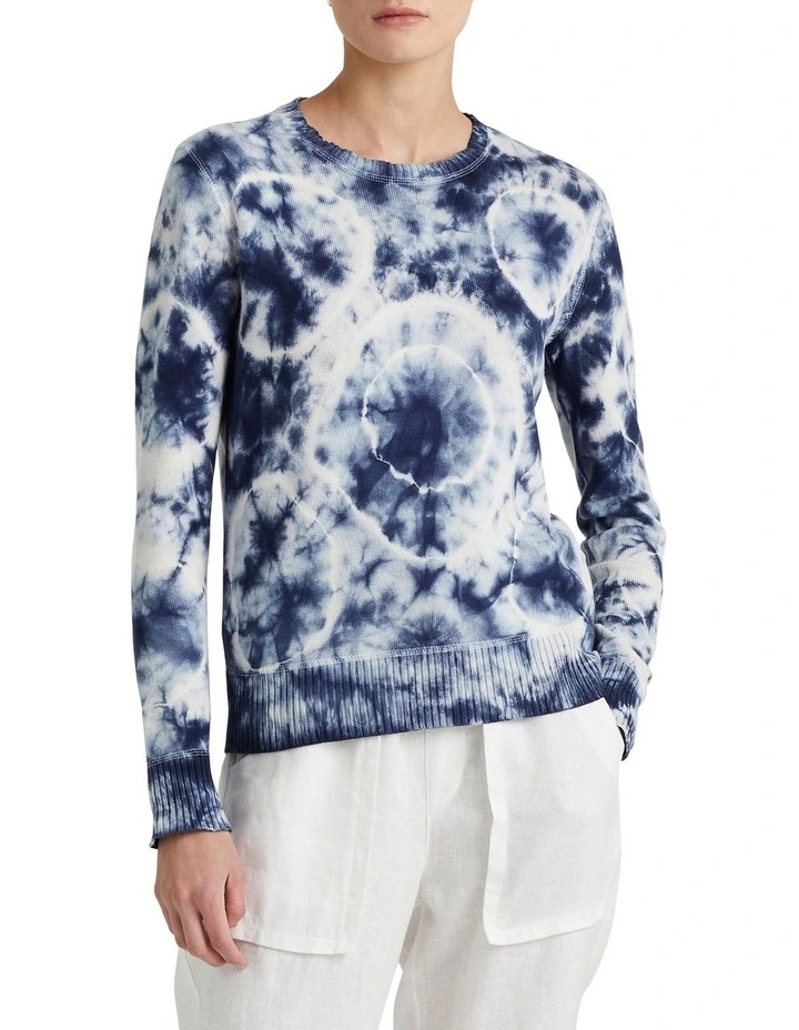 Cheap π Lauren Ralph Lauren Tie-Dye Combed Cotton Sweater In Blue/White β 1 Cheap π Lauren Ralph Lauren Tie-Dye Combed Cotton Sweater In Blue/White β