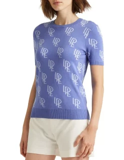 Cheapest 😉 Lauren Ralph Lauren Logo Double-Knit Jacquard Sweater In Blue 🔥