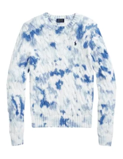 Discount 💯 Polo Ralph Lauren Tie-Dye Cable-Knit Cotton Sweater In Blue 🎁 -Jumpsuits Store unnamed file 1891