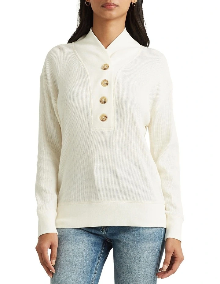 Flash Sale π Lauren Ralph Lauren Thermal Waffle-Knit Sweatshirt In Cream π 1 Flash Sale π Lauren Ralph Lauren Thermal Waffle-Knit Sweatshirt In Cream π