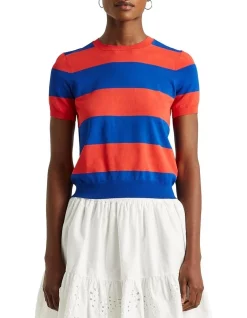Best Sale π Lauren Ralph Lauren Striped Short-Sleeve Sweater π