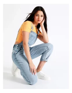 Best Sale 🛒 Miss Shop Recycled Blend Denim Dungaree In Stone Blue 😀