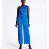 Buy 🎉 Wayne Cooper One Shoulder Satin Twist Jumpsuit In Cobalt ⭐