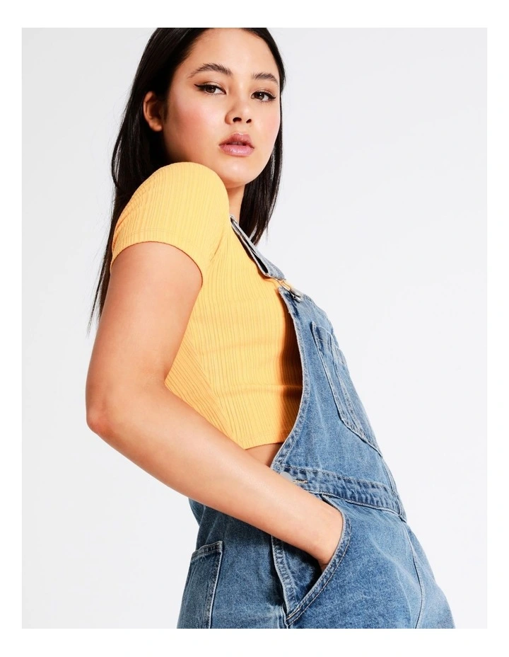 New ✔️ Miss Shop Recycled Blend Short Denim Dungaree In Classic Blue ✨ 5 New ✔️ Miss Shop Recycled Blend Short Denim Dungaree In Classic Blue ✨ - Image 5