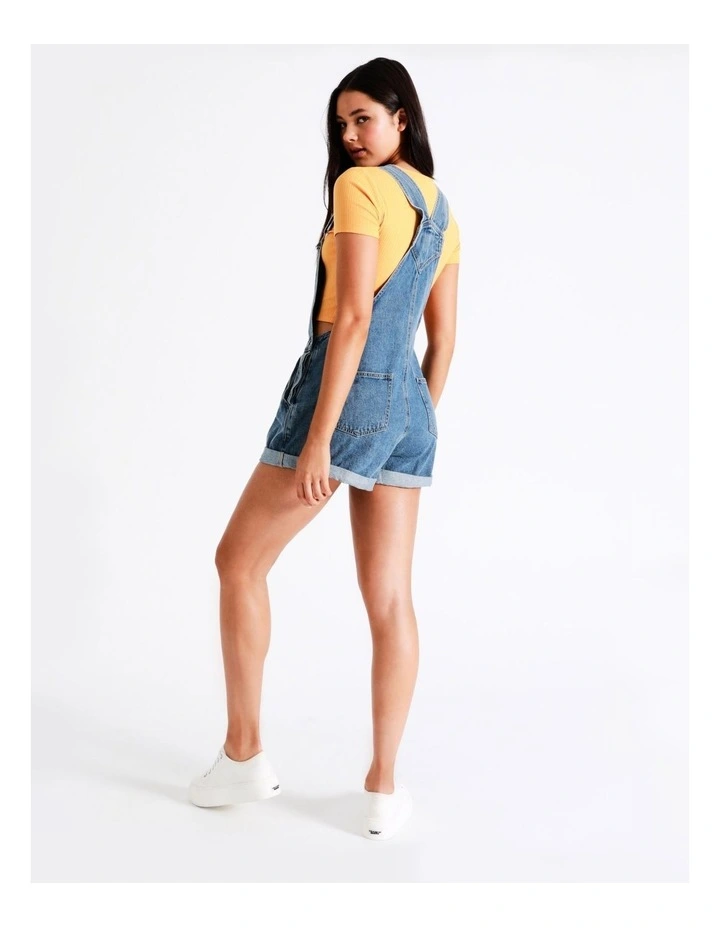 New ✔️ Miss Shop Recycled Blend Short Denim Dungaree In Classic Blue ✨ 6 New ✔️ Miss Shop Recycled Blend Short Denim Dungaree In Classic Blue ✨ - Image 6