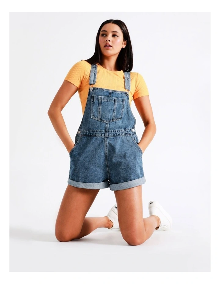New ✔️ Miss Shop Recycled Blend Short Denim Dungaree In Classic Blue ✨ 7 New ✔️ Miss Shop Recycled Blend Short Denim Dungaree In Classic Blue ✨ - Image 7