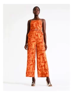 Wholesale 😍 Wayne Cooper Organic Linen Belted Jumpsuit In Orange Palm 🥰 -Jumpsuits Store unnamed file 2027