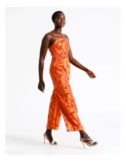Wholesale 😍 Wayne Cooper Organic Linen Belted Jumpsuit In Orange Palm 🥰 -Jumpsuits Store unnamed file 2028
