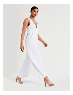 Wholesale 😍 Collection Wide Leg V-Neck Recycled Blend Jumpsuit In White 🧨 -Jumpsuits Store unnamed file 2039
