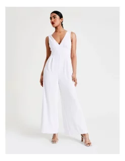 Wholesale 😍 Collection Wide Leg V-Neck Recycled Blend Jumpsuit In White 🧨 -Jumpsuits Store unnamed file 2040
