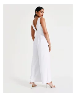 Wholesale 😍 Collection Wide Leg V-Neck Recycled Blend Jumpsuit In White 🧨 -Jumpsuits Store unnamed file 2042