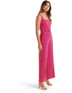 Outlet 🤩 Forever New Marie Square Neck Belted Jumpsuit In Pink 🛒 -Jumpsuits Store unnamed file 2053