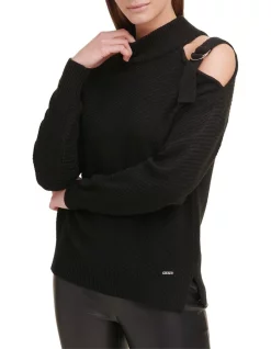 Best Pirce 🎁 DKNY Cut Out Shoulder Sweater Black 🎁 -Jumpsuits Store unnamed file 206