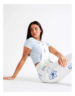 Cheap 😀 Miss Shop Recycled Blend Printed Denim Dungaree In White Floral Scribble 😉 -Jumpsuits Store unnamed file 2060
