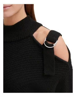 Best Pirce 🎁 DKNY Cut Out Shoulder Sweater Black 🎁 -Jumpsuits Store unnamed file 207