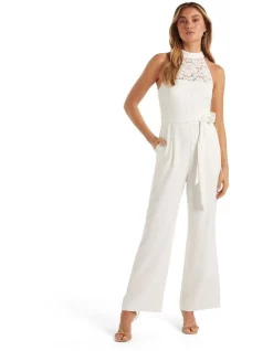 Best Sale 😉 Forever New Clara Lace Halter Jumpsuit In Porcelain 😍