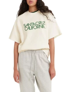 Best Pirce 👍 Levi's Gold Tab '80s Short Sleeve Jumper In Egret Cream 🛒