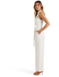 Best Sale 😉 Forever New Clara Lace Halter Jumpsuit In Porcelain 😍 -Jumpsuits Store unnamed file 2090