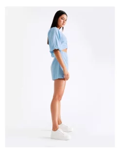 Flash Sale 🌟 Miss Shop Linen Ring Detail Playsuit In Blue ⭐ -Jumpsuits Store unnamed file 2106