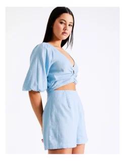 Flash Sale 🌟 Miss Shop Linen Ring Detail Playsuit In Blue ⭐ -Jumpsuits Store unnamed file 2107