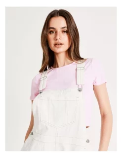 Cheap 🔥 Miss Shop Recycled Blend Short Denim Dungaree In White ❤️ -Jumpsuits Store unnamed file 2135